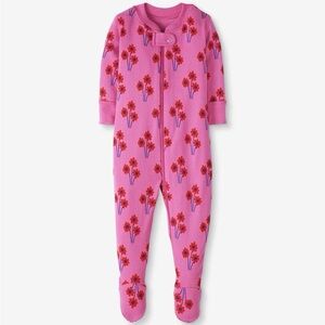 Hanna Andersson Pink Flower Print Footed Sleeper. Size 0-3 mo. NWT